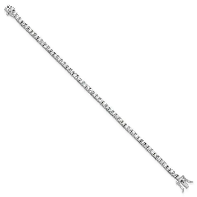 Sterling Silver Rhodium-plated Polished CZ Tennis Bracelet - Image 2