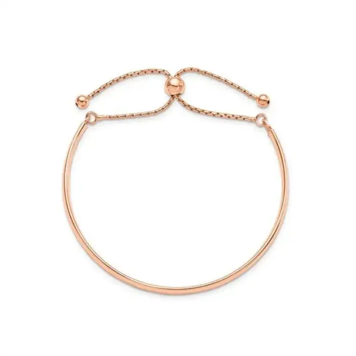 Sterling Silver Rose Gold-Plated Women’s Adjustable Bangle - Image 3