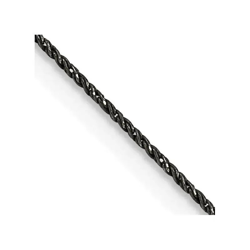 Sterling Silver Ruthenium-plated 0.75mm Twisted Tight Wheat Chain Necklace