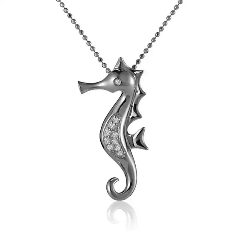 Sterling Silver Seahorse CZ Pendant