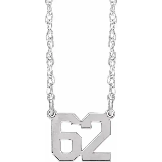 Sterling Silver Sports Numbers 16-18" Necklace