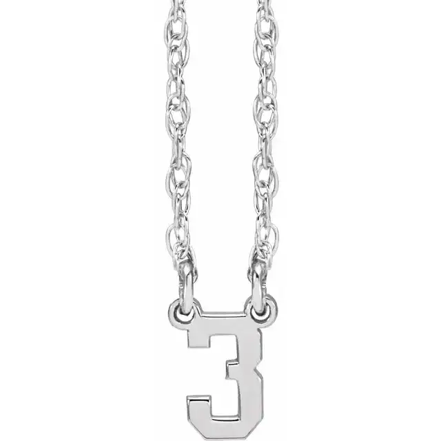 Sterling Silver Sports Numbers 16-18" Necklace - Image 3