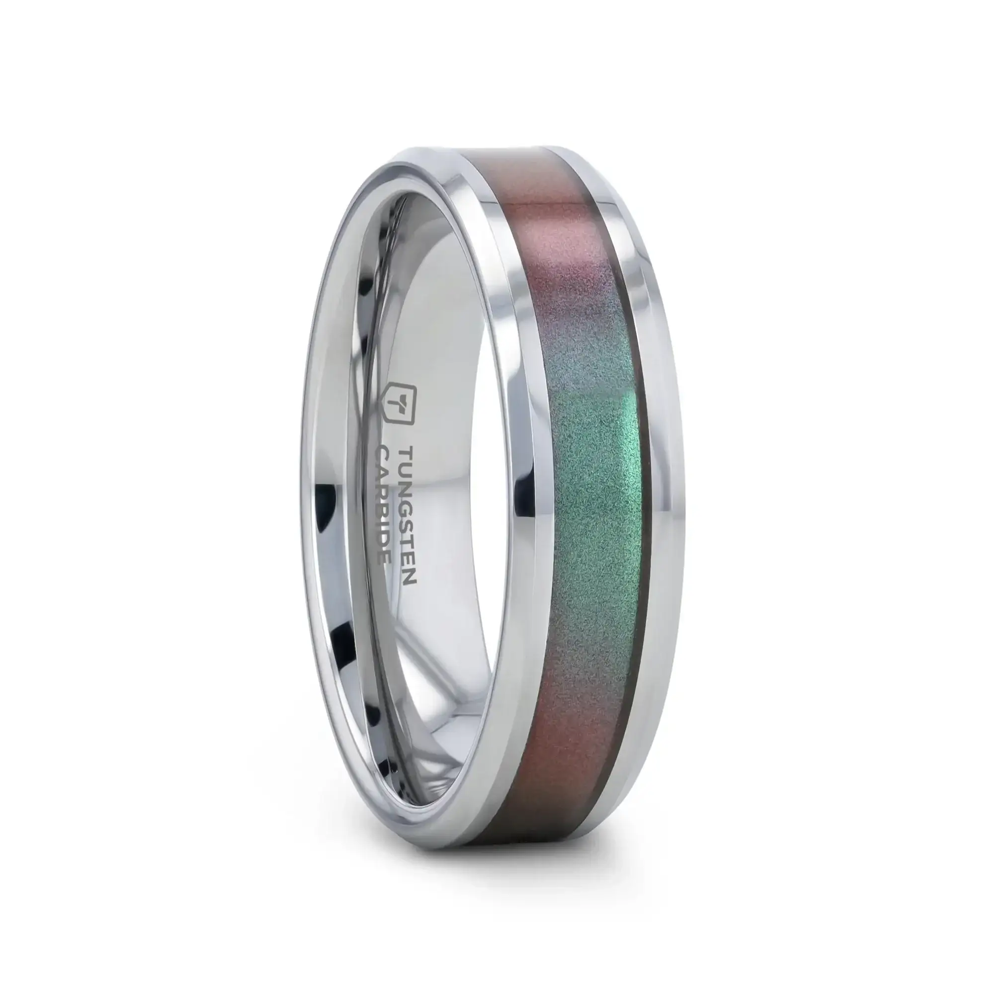 STINGRAY Tungsten Carbide Ring with Blue/Purple Color Changing Inlay - 4mm - 10mm - Image 4