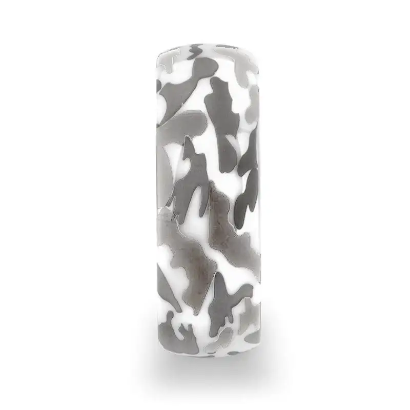 STRYKER Camo White Ceramic Wedding Band Domed - 8mm - Image 2