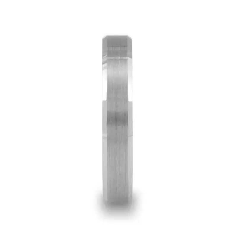 SYLVIA Beveled Edge Tungsten Wedding Band with Brushed Center - 4mm - 6mm - Image 2