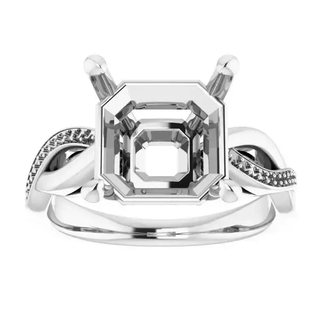 TALA Lab Grown Diamond Engagement Ring Setting for Asscher Stones - Image 3