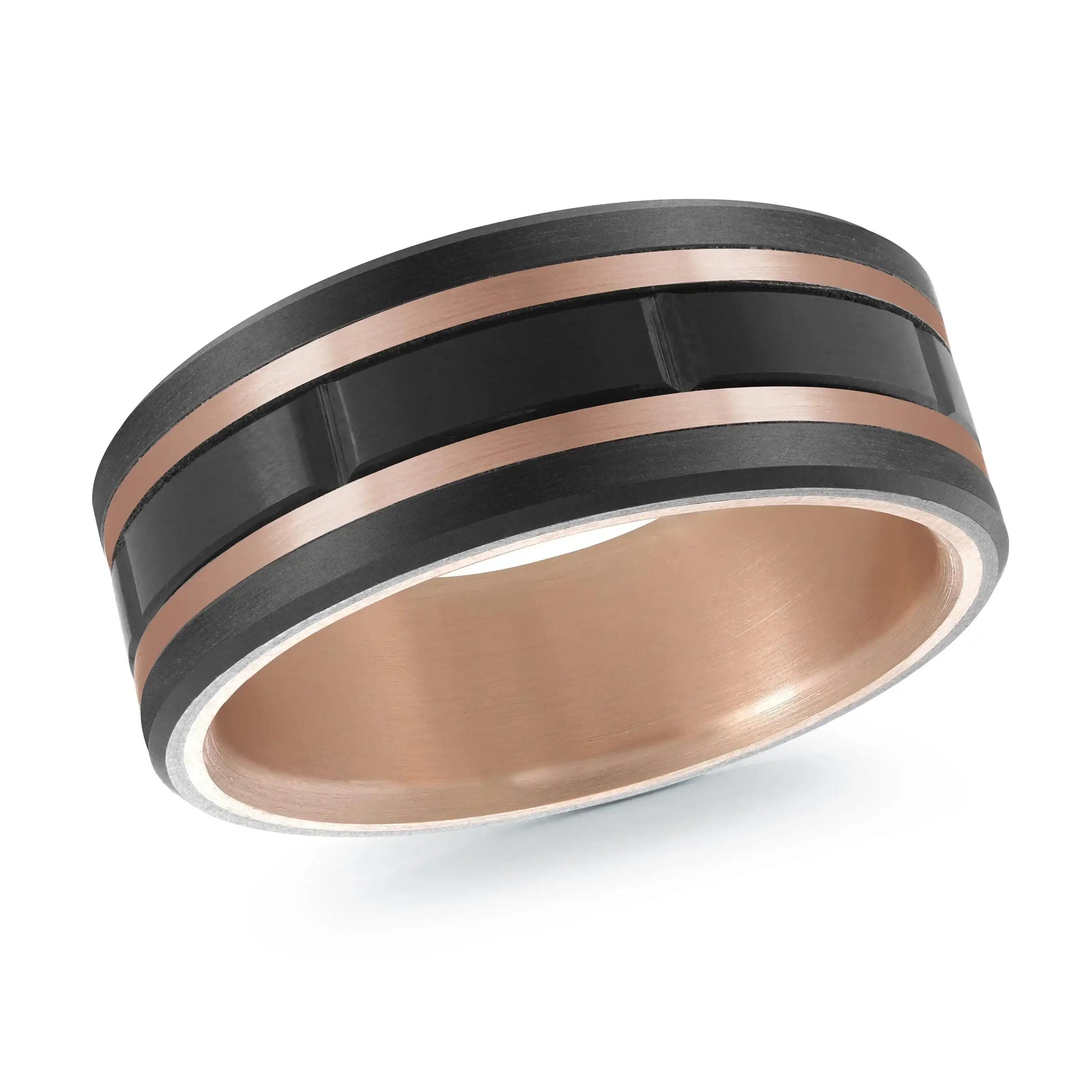Tantalum with Carbon Fiber and 14K Rose Gold Ring from the Titanium Collection by Malo - MRDTI-020-8BP