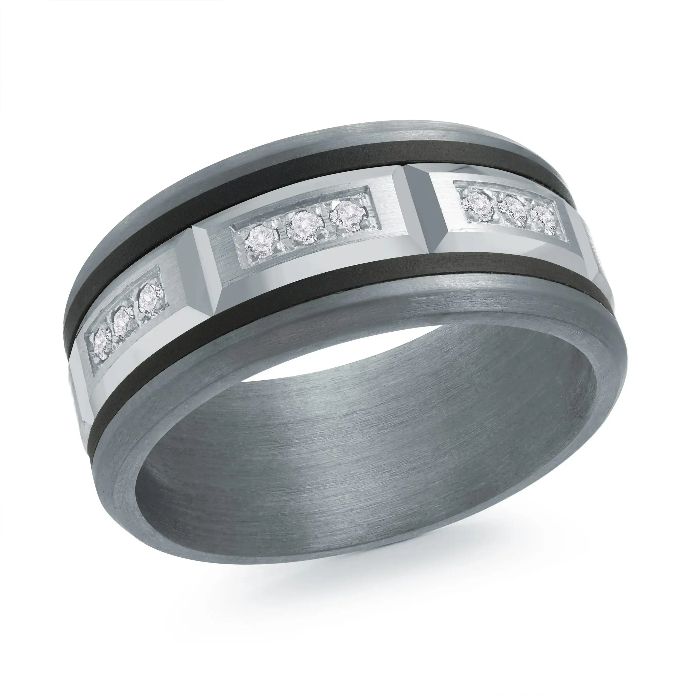 Tantalum with Carbon Fiber and 14K White Gold Ring from the Tantalum Collection by Malo - MRDTC-005-9BWD