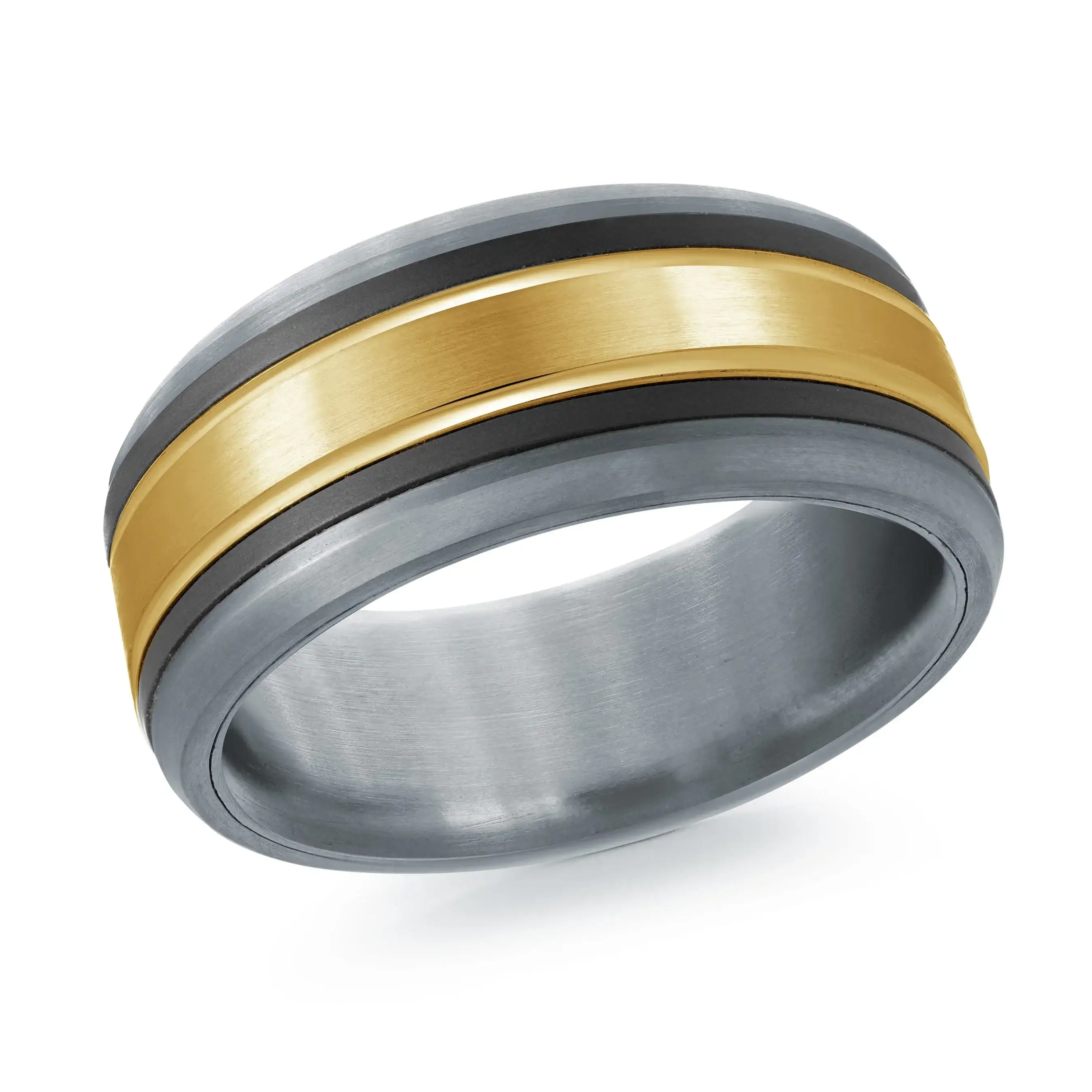 Tantalum with Carbon Fiber and 14K Yellow Gold Ring from the Tantalum Collection by Malo - MRDTC-018-8BY