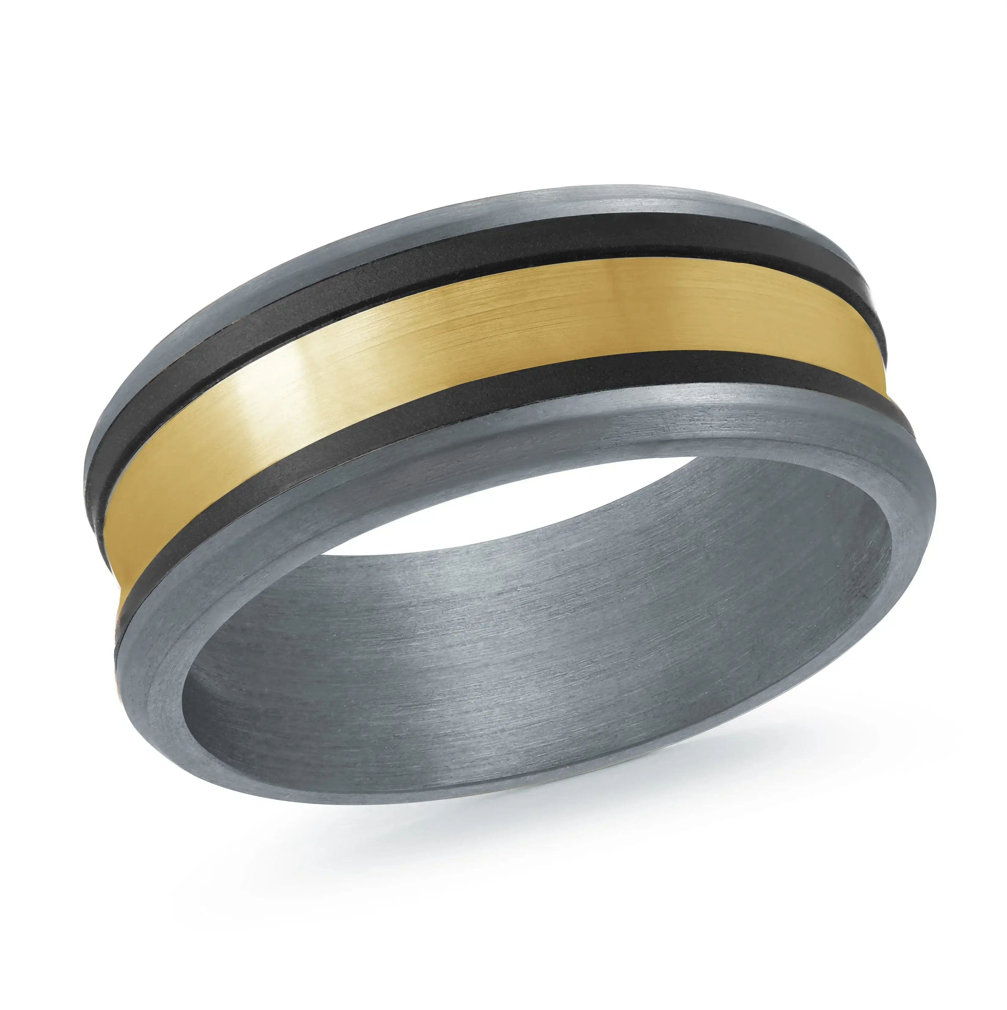 Tantalum with Carbon Fiber and 14K Yellow Gold Ring from the Tantalum Collection by Malo - MRDTC-024-9BY