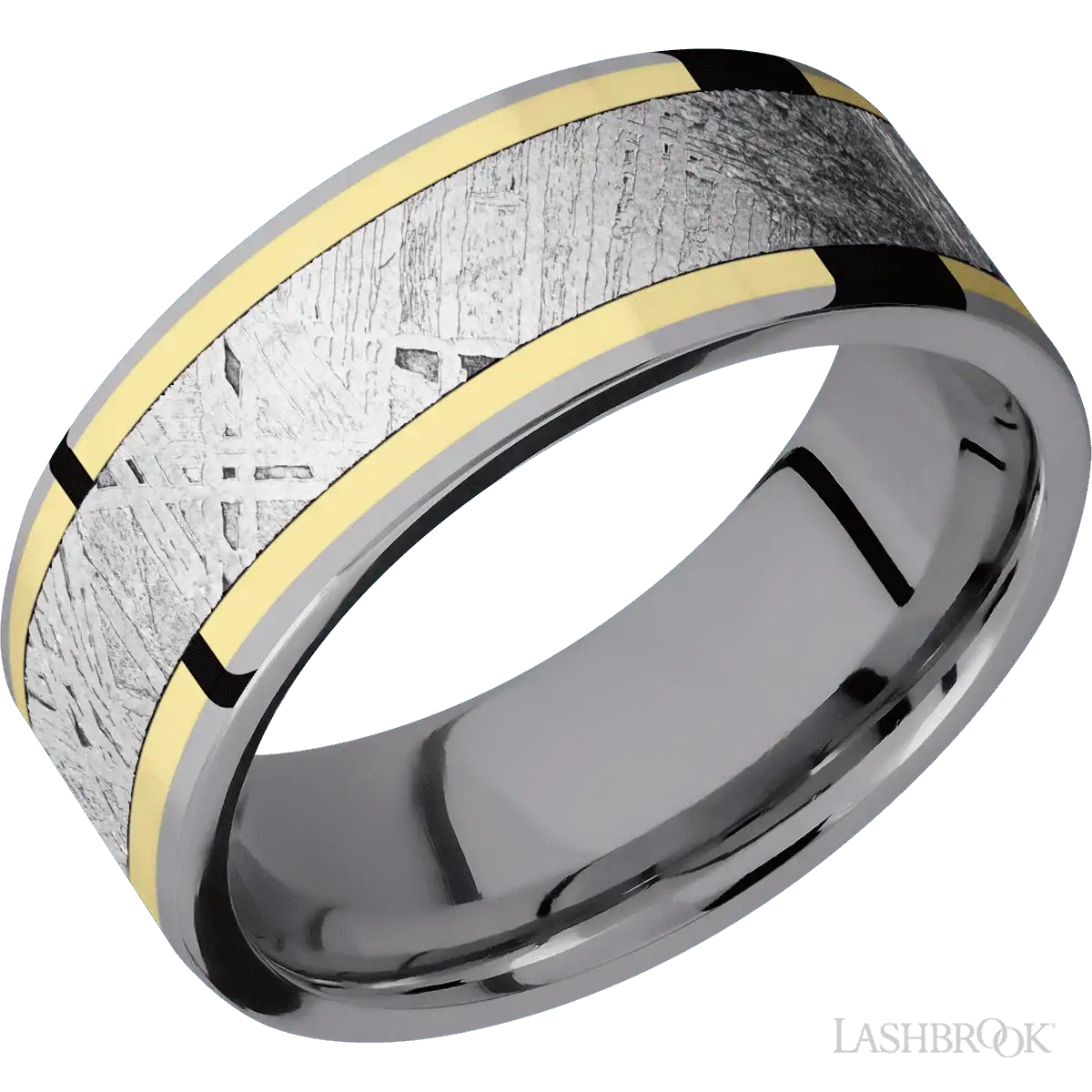 Tantalum with Polish Finish and 14K Yellow Gold Inlay - 8MM