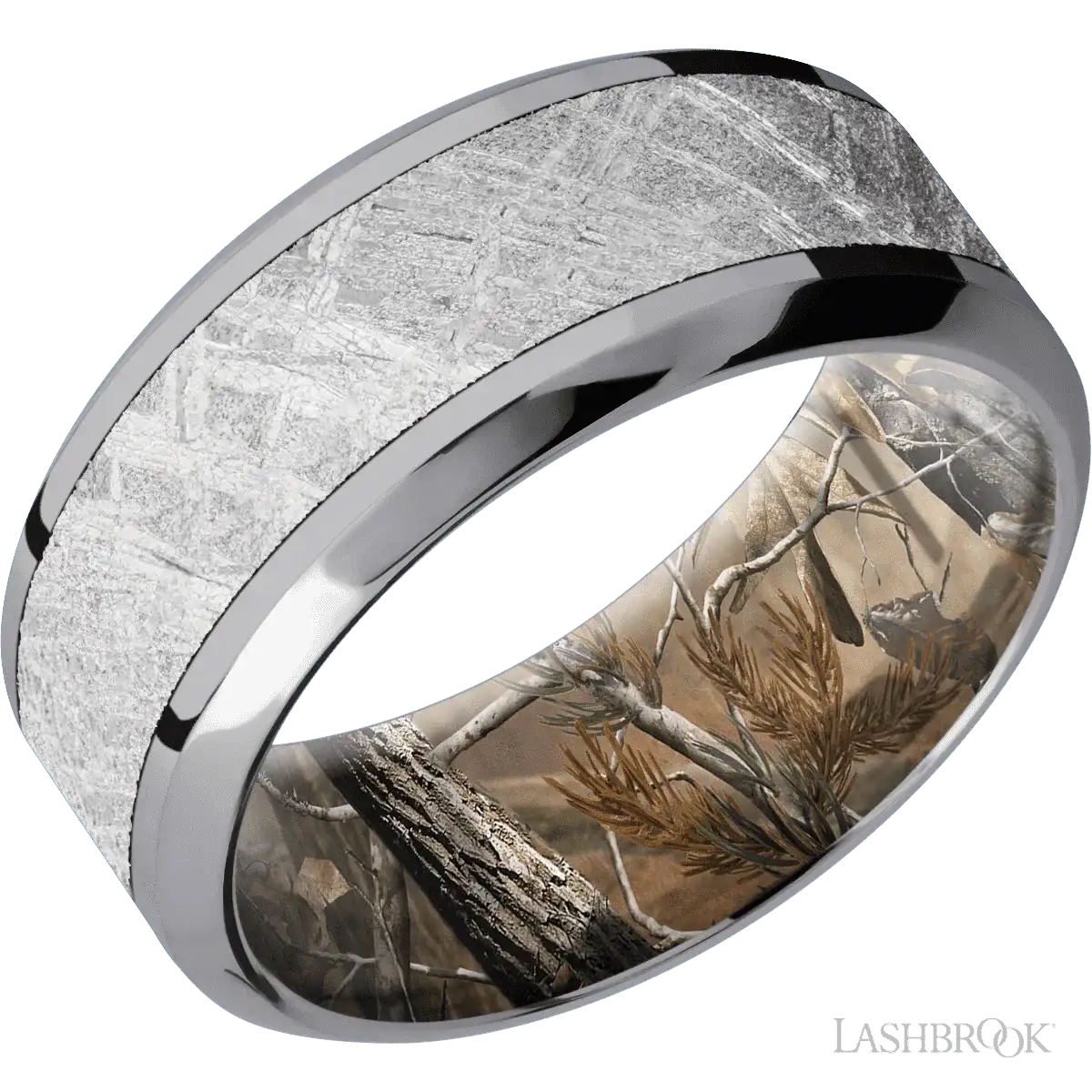 Tantalum with Polish , Polish Finish and Meteorite Inlay and RealTree AP - 9MM