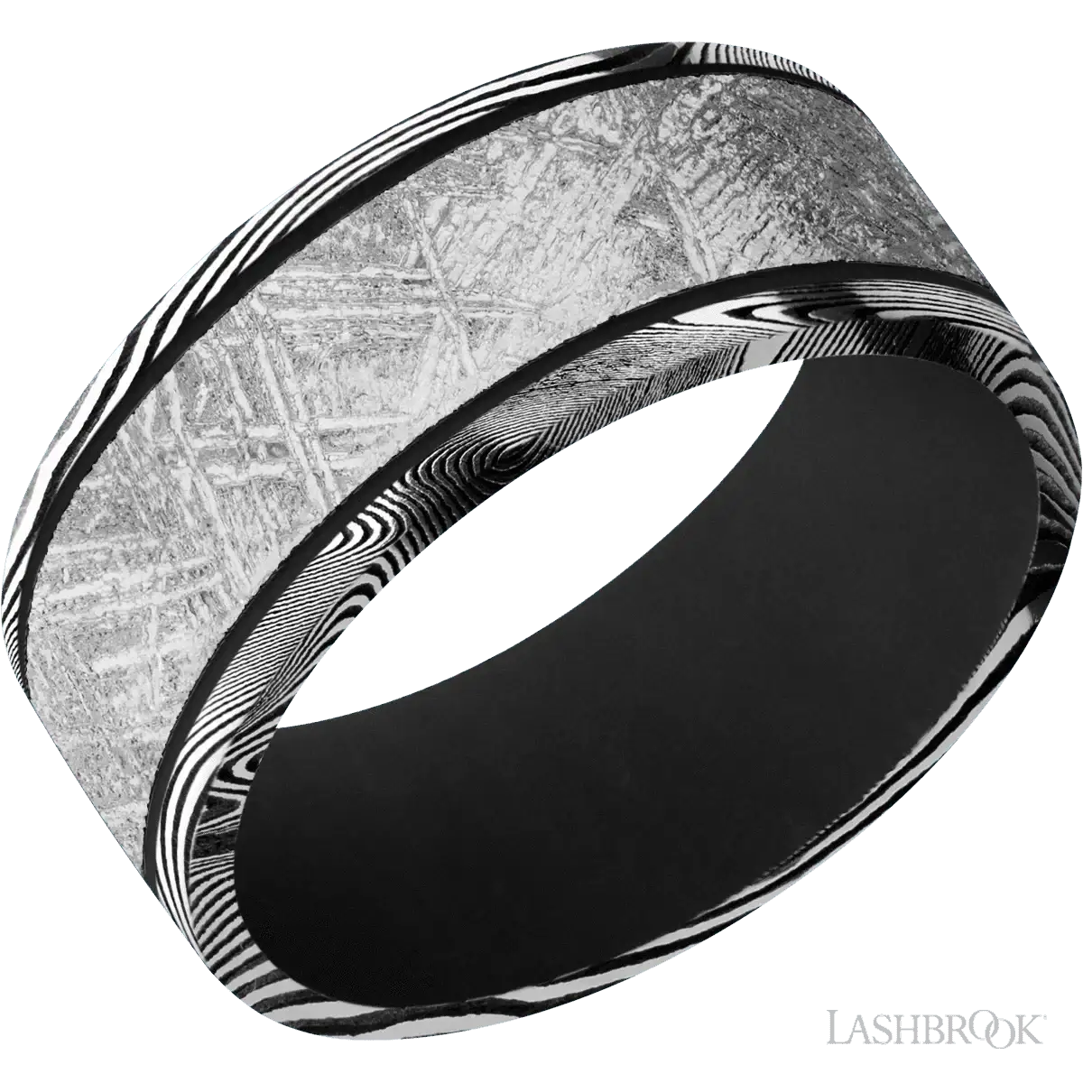 Tightweave with Acid Finish and Meteorite Inlay and Black - 9MM