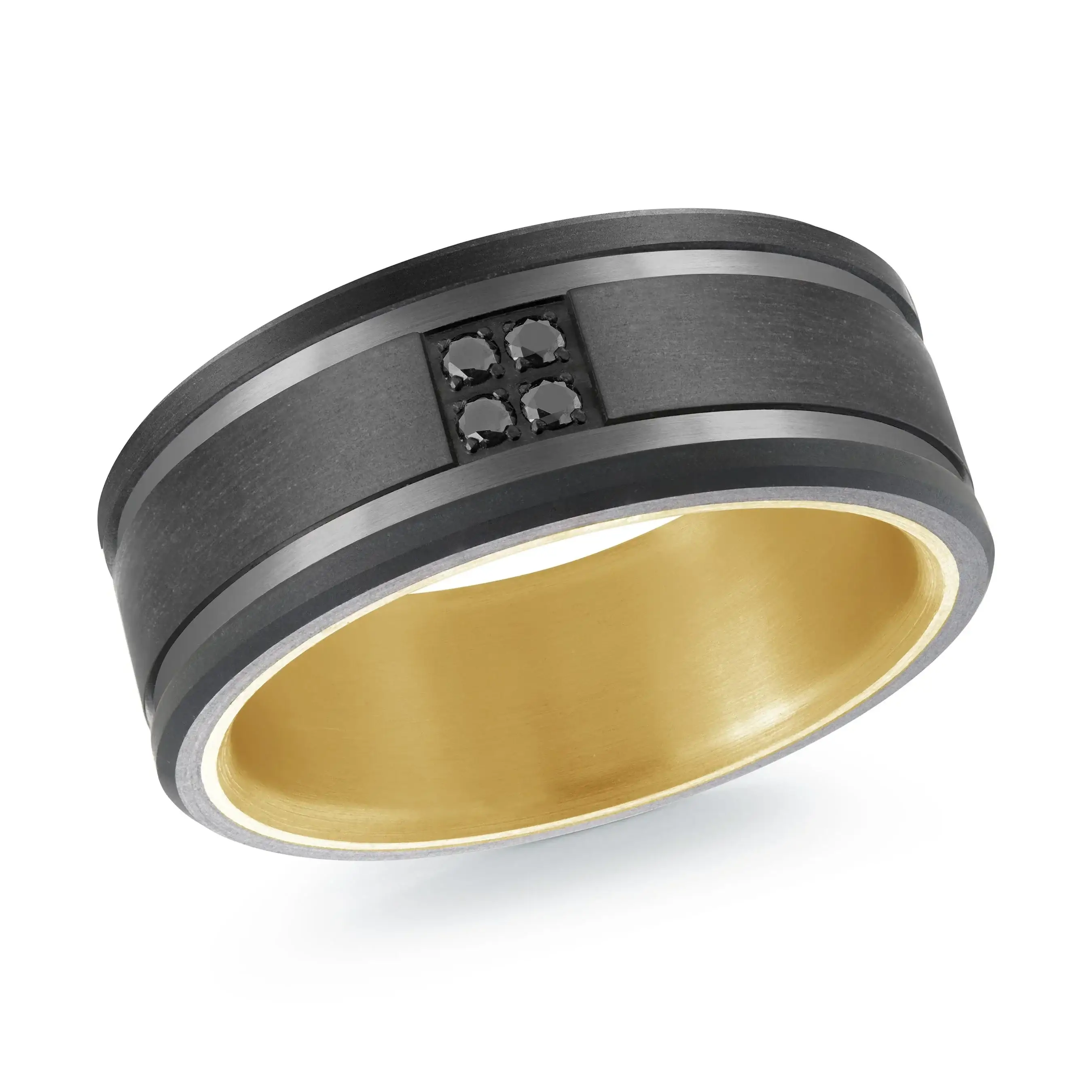 Titanium with 14K Yellow Gold and Carbon Fiber Ring from the Titanium Collection by Malo - MRDTI-016-9AYBD