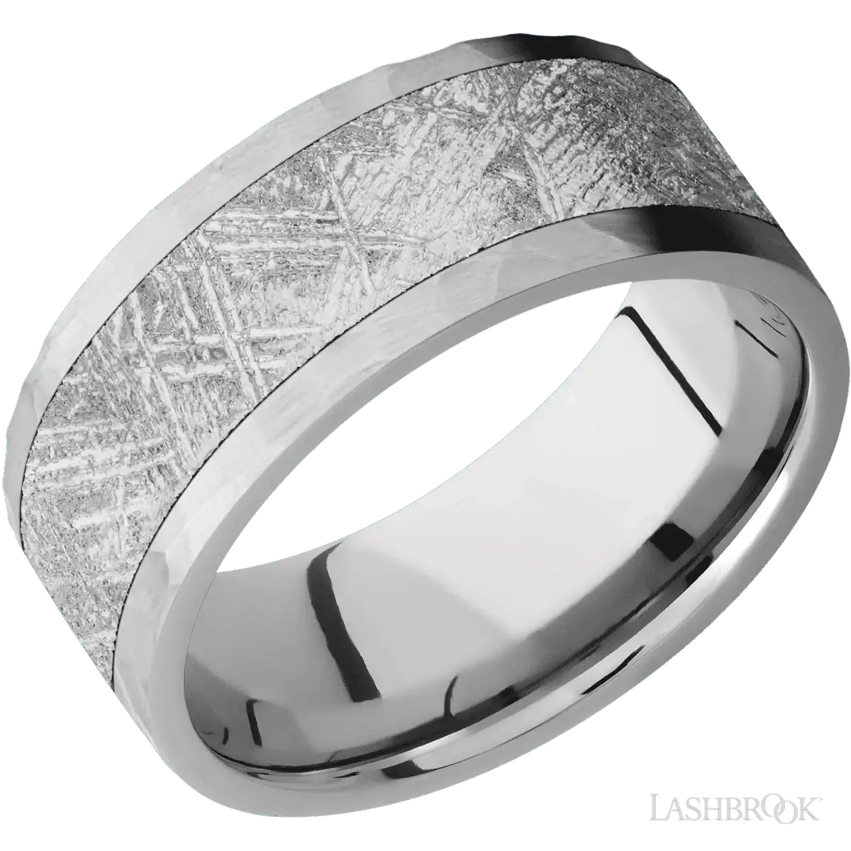 Titanium with Hammer Finish and Meteorite Inlay - 9MM
