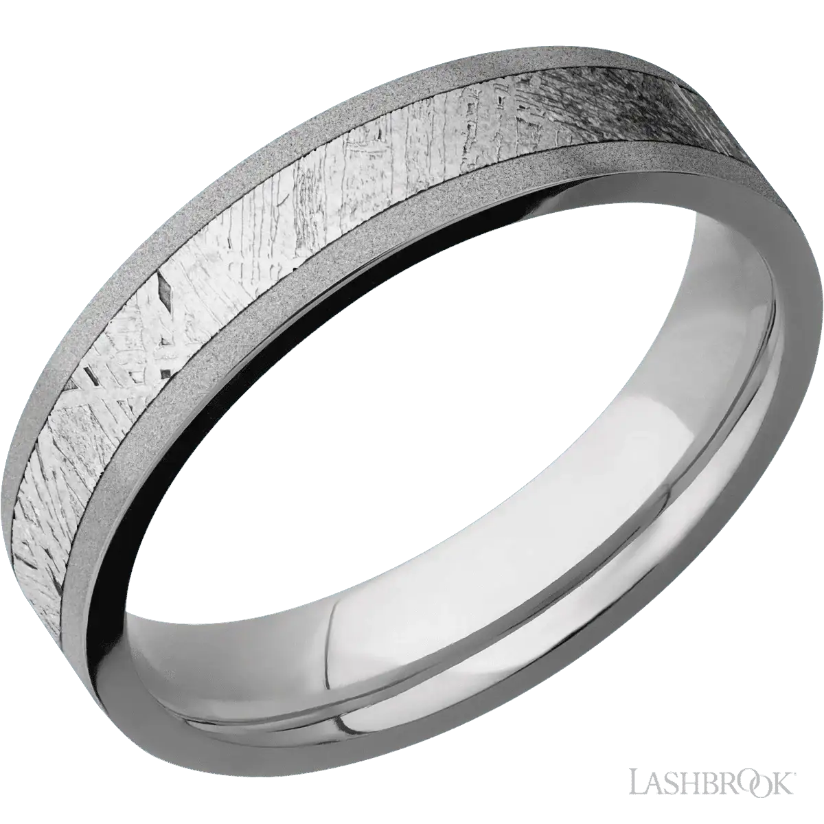 Titanium with Sand Finish and Meteorite Inlay - 5MM