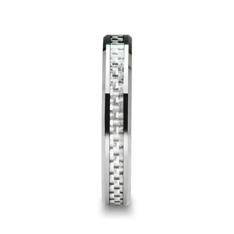 ULTIMA Beveled Tungsten Wedding Band with White Carbon Fiber - 4mm - 6mm - Image 2