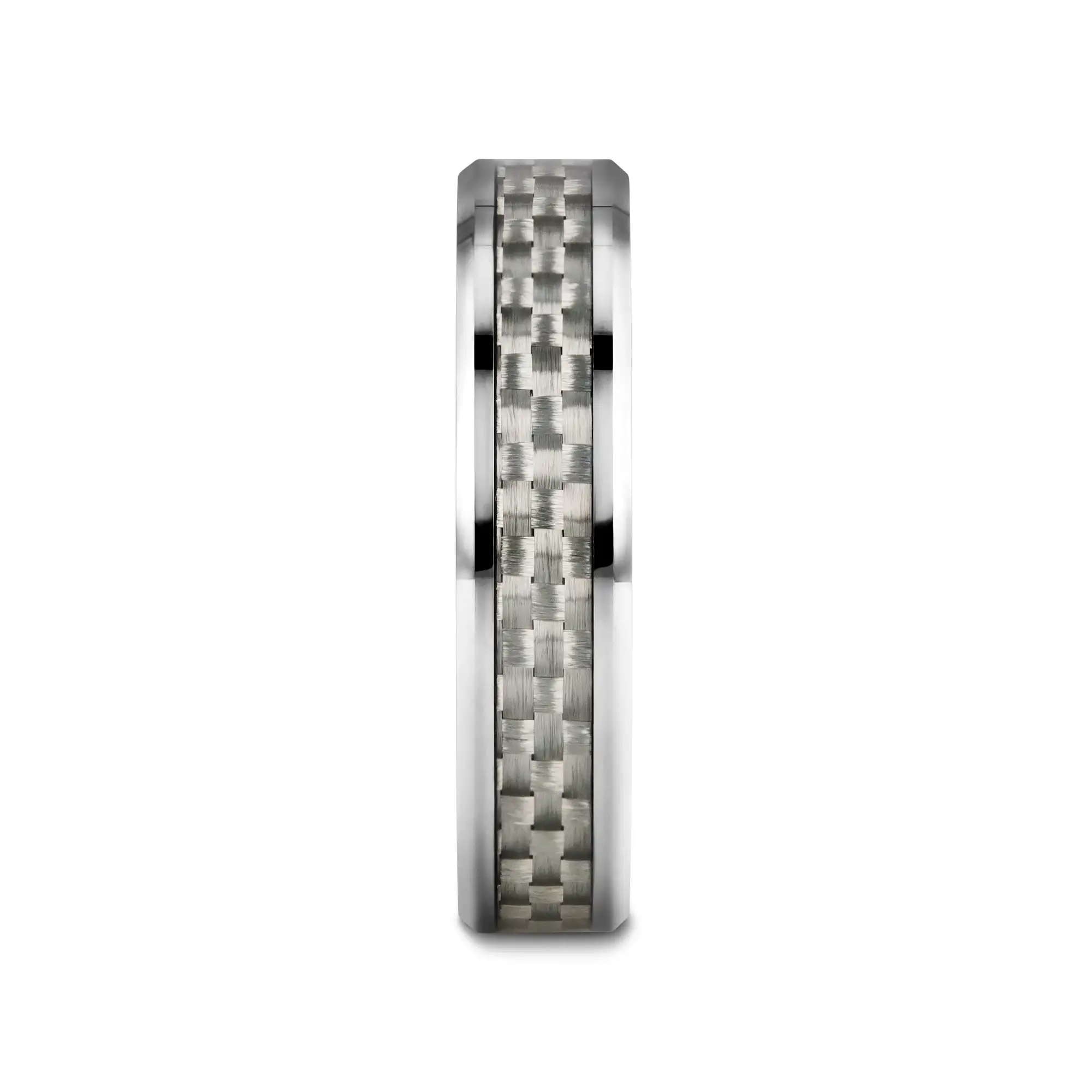 ULTIMUS Tungsten Carbide Ring with Beveled White Carbon Fiber Inlay - 4mm - 12mm - Image 10
