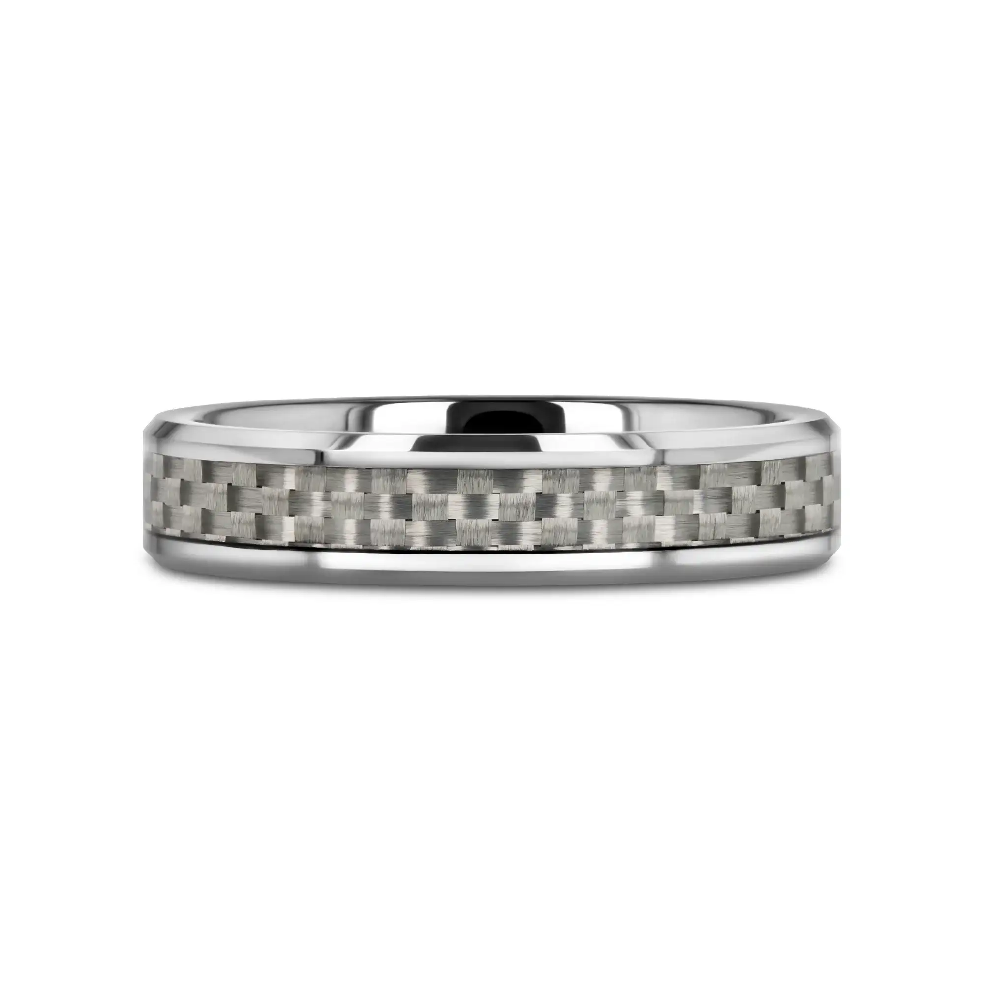 ULTIMUS Tungsten Carbide Ring with Beveled White Carbon Fiber Inlay - 4mm - 12mm - Image 11