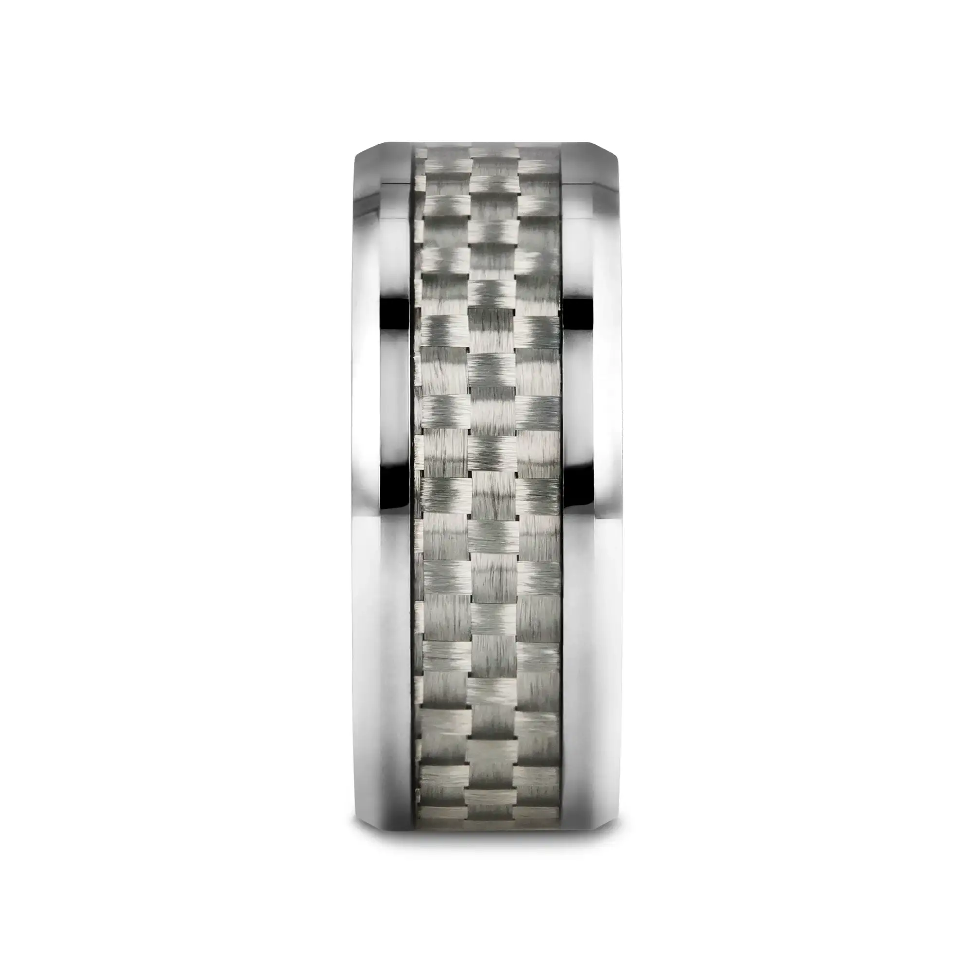 ULTIMUS Tungsten Carbide Ring with Beveled White Carbon Fiber Inlay - 4mm - 12mm - Image 13