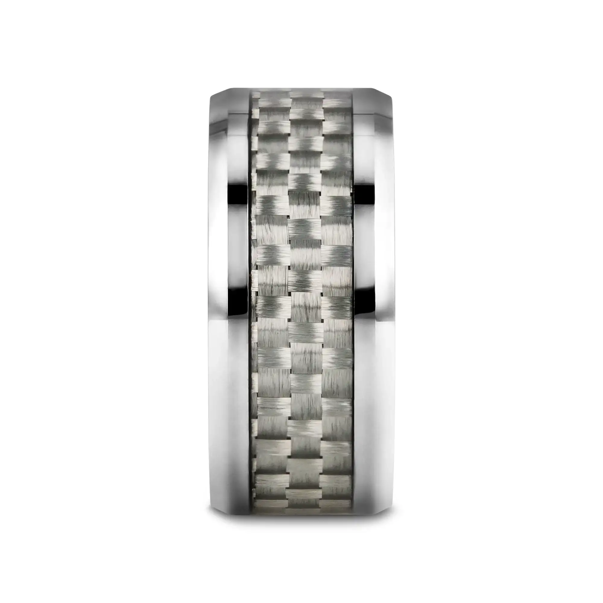 ULTIMUS Tungsten Carbide Ring with Beveled White Carbon Fiber Inlay - 4mm - 12mm - Image 16