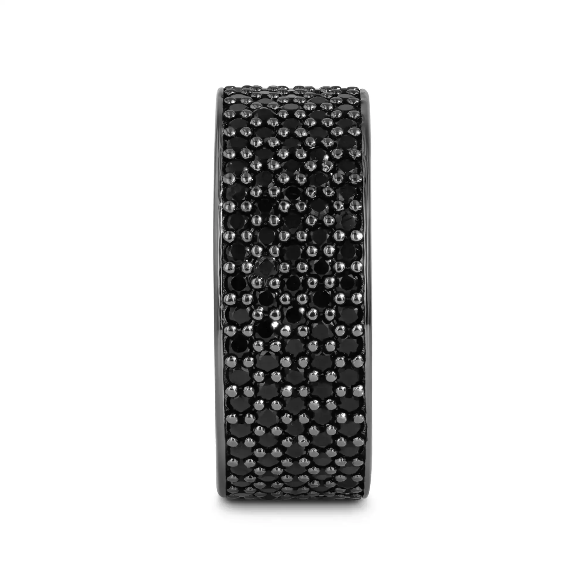 VENOM Sterling Silver Wedding Band with Pavé Black Spinel and Black Rhodium Plating - 9mm - Image 4