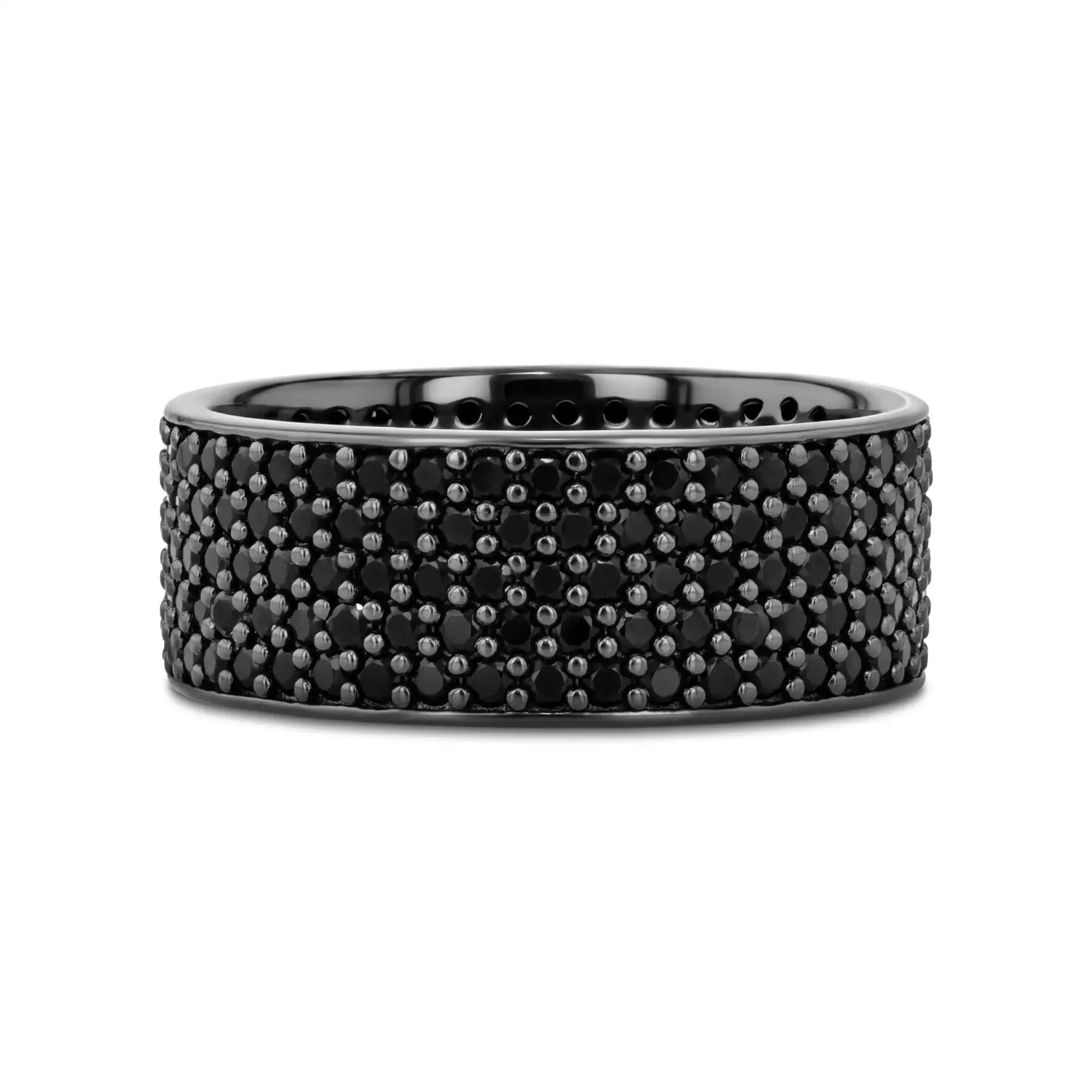 VENOM Sterling Silver Wedding Band with Pavé Black Spinel and Black Rhodium Plating - 9mm - Image 5