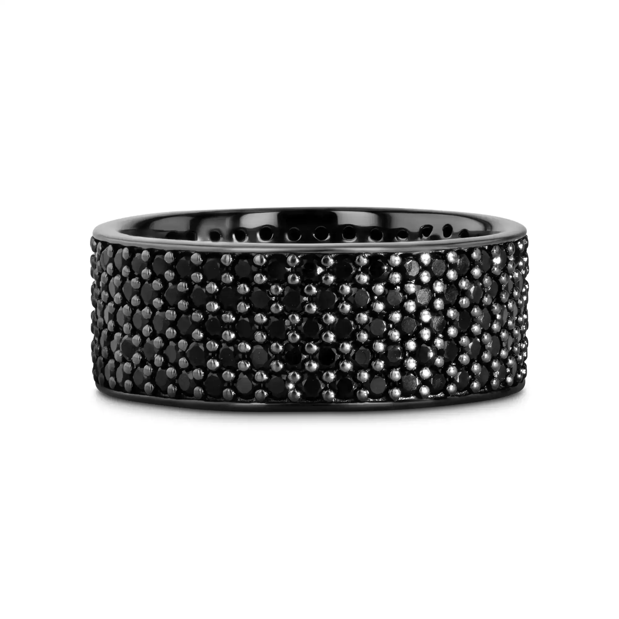 VENOM Sterling Silver Wedding Band with Pavé Black Spinel and Black Rhodium Plating - 9mm - Image 6