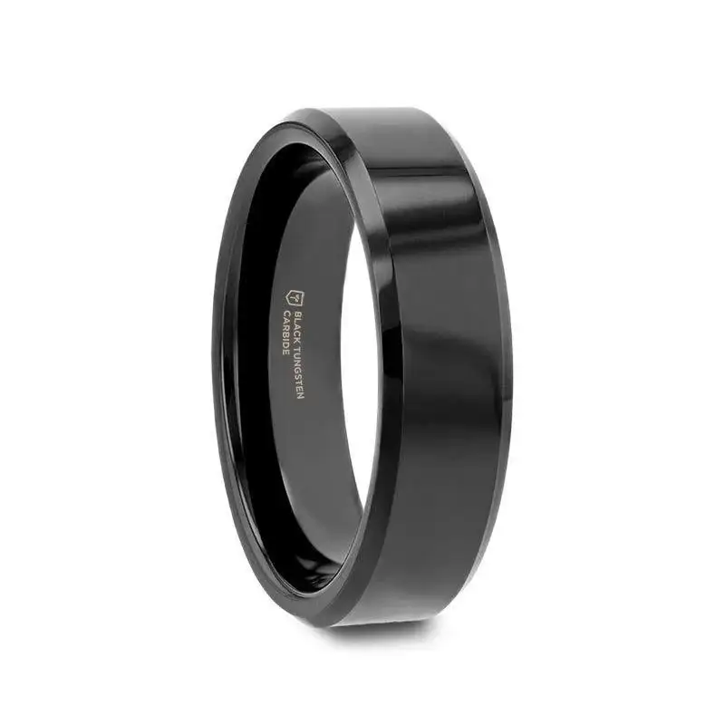 VIENNA Beveled Black Tungsten Band - 4mm - 6mm - Image 4