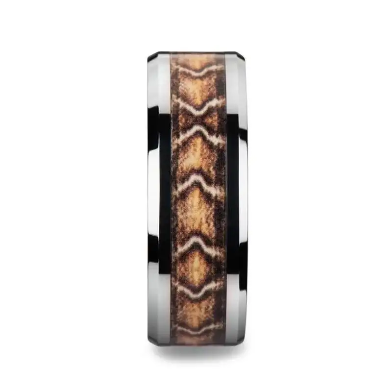 VIPER Tungsten Wedding Ring with Boa Snake Skin Design Inlay - 8mm - Image 2