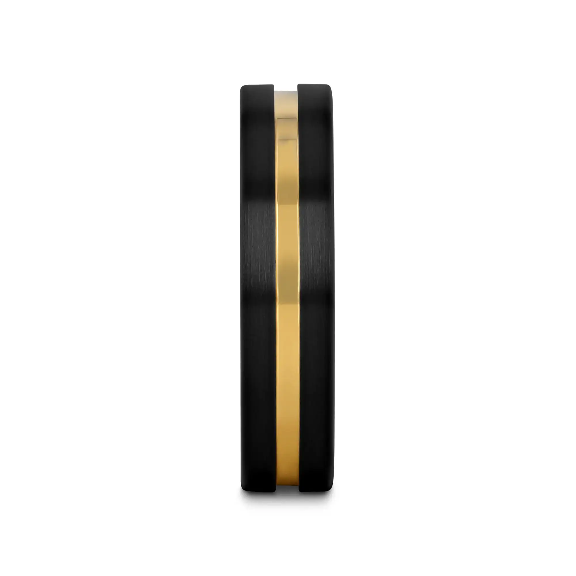VIVALDI Black Ceramic Wedding Band With Yellow Gold Groove - 4mm - 8mm - Image 12