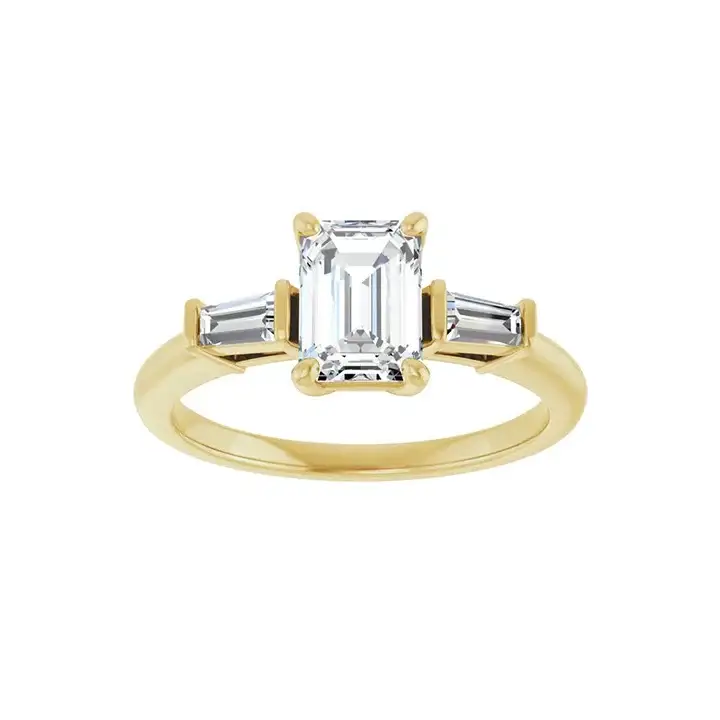 VIVIAN 14K Yellow Gold Emerald Cut Lab Grown Diamond Engagement Ring - Image 3