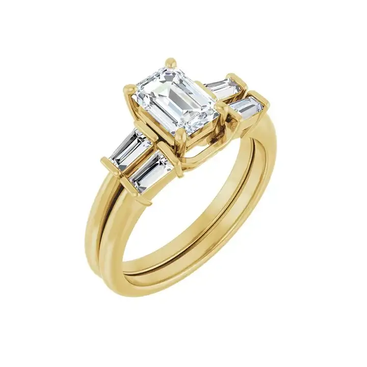 VIVIAN 14K Yellow Gold Emerald Cut Lab Grown Diamond Engagement Ring - Image 6
