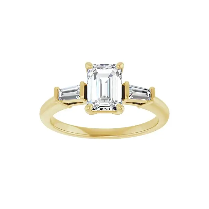 VIVIAN 18K Yellow Gold Emerald Cut Lab Grown Diamond Engagement Ring - Image 3