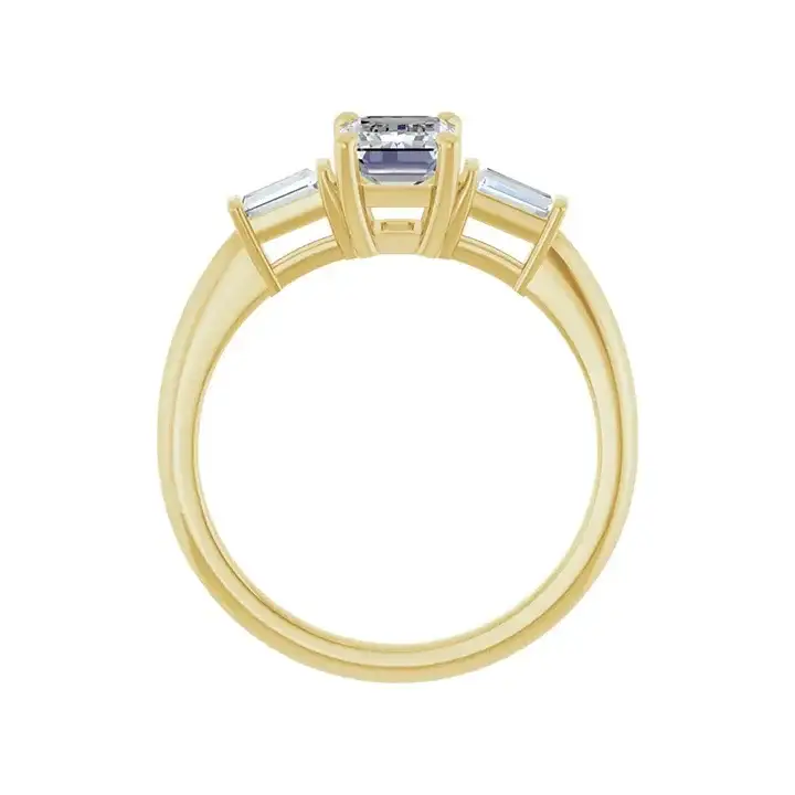 VIVIAN 18K Yellow Gold Emerald Cut Lab Grown Diamond Engagement Ring - Image 4