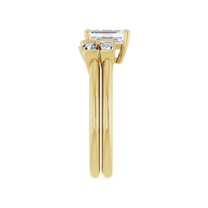 VIVIAN 18K Yellow Gold Emerald Cut Lab Grown Diamond Engagement Ring - Image 7