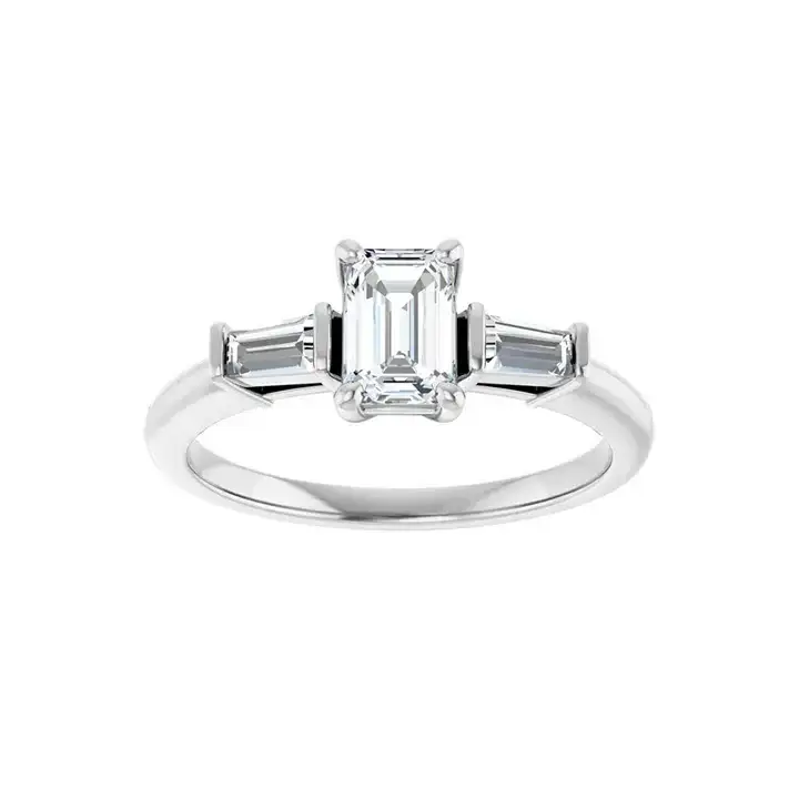 VIVIAN Platinum Emerald Cut Lab Grown Diamond Engagement Ring - Image 3