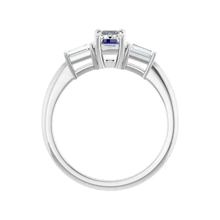 VIVIAN Platinum Emerald Cut Lab Grown Diamond Engagement Ring - Image 4