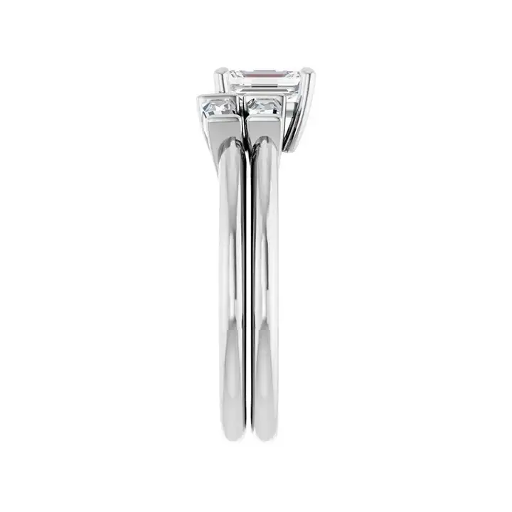 VIVIAN Platinum Emerald Cut Lab Grown Diamond Engagement Ring - Image 7