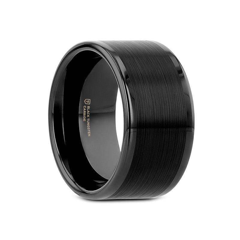 VULCAN Flat Black Tungsten Ring with Brushed Center & Polished Edges - 4mm to 12mm - Image 10
