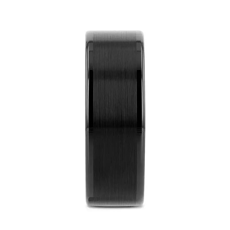 VULCAN Flat Black Tungsten Ring with Brushed Center & Polished Edges - 4mm to 12mm - Image 2