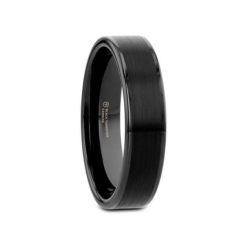 VULCAN Flat Black Tungsten Ring with Brushed Center & Polished Edges - 4mm to 12mm - Image 6