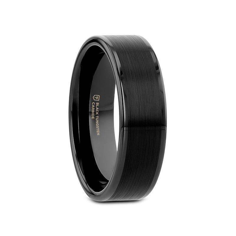 VULCAN Flat Black Tungsten Ring with Brushed Center & Polished Edges - 4mm to 12mm - Image 7