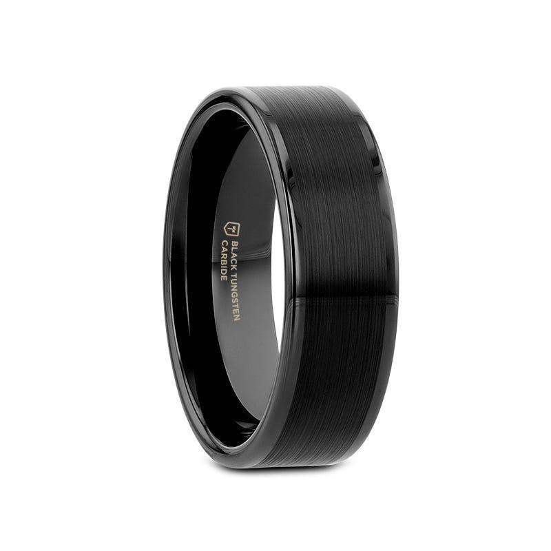 VULCAN Flat Black Tungsten Ring with Brushed Center & Polished Edges - 4mm to 12mm - Image 8
