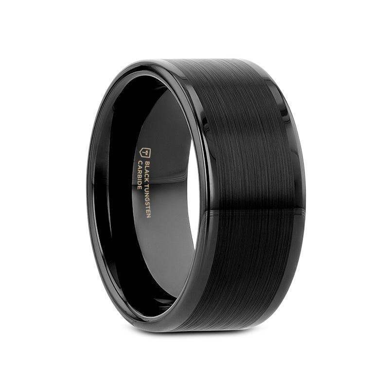 VULCAN Flat Black Tungsten Ring with Brushed Center & Polished Edges - 4mm to 12mm - Image 9