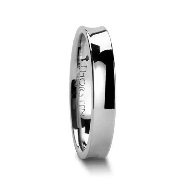 WASHINGTON Concave Tungsten Wedding Band with Polished Finish - 4mm to 8mm - Image 3