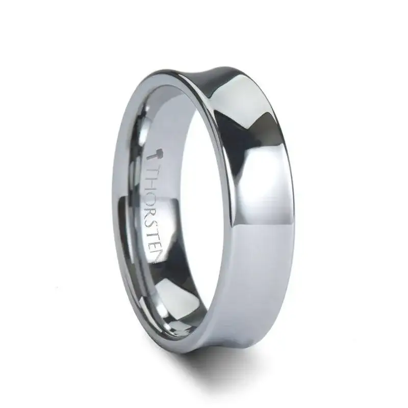 WASHINGTON Concave Tungsten Wedding Band with Polished Finish - 4mm to 8mm - Image 4