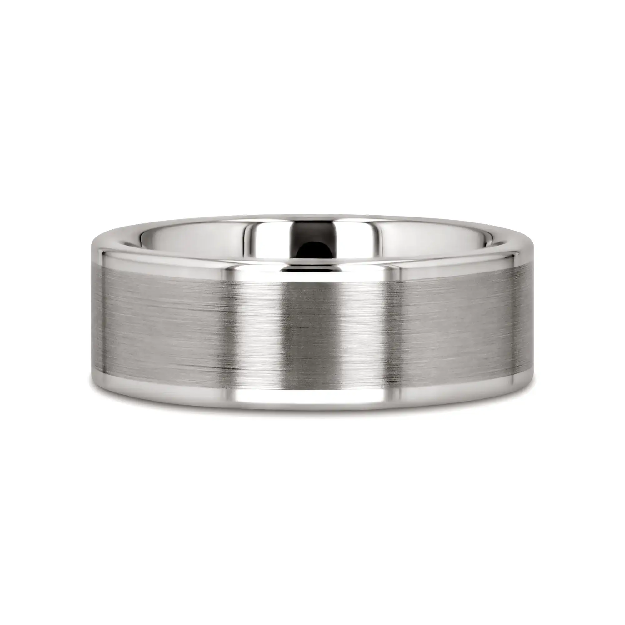 WAYNE Flat White Tungsten Wedding Band with Brushed Finished Center - 4mm - 8mm - Image 3