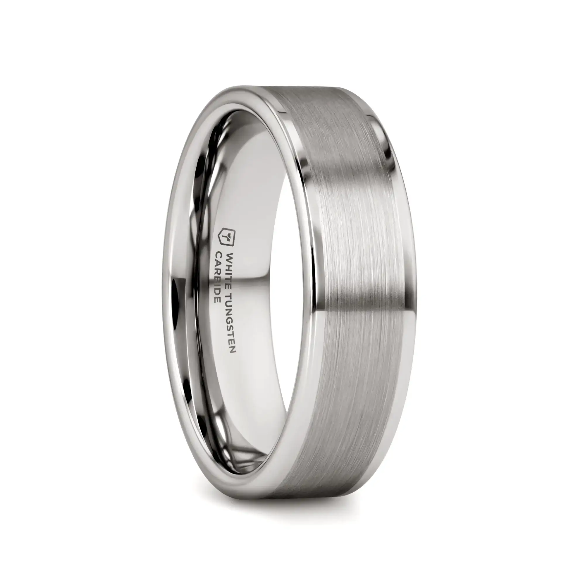 WAYNE Flat White Tungsten Wedding Band with Brushed Finished Center - 4mm - 8mm - Image 4