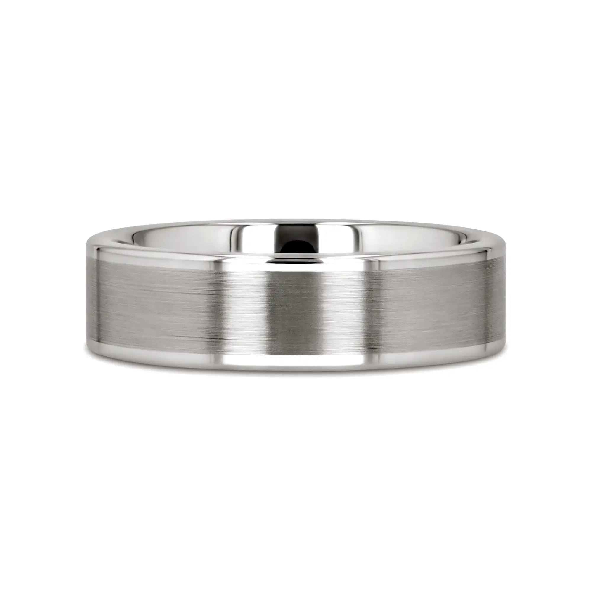 WAYNE Flat White Tungsten Wedding Band with Brushed Finished Center - 4mm - 8mm - Image 6